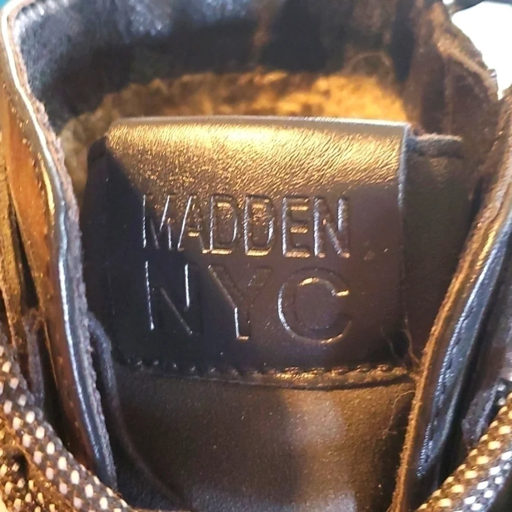 Madden NYC -Mens Black leather Moto Grunge Boots  Side Zip Lug Sole New! Sz.9